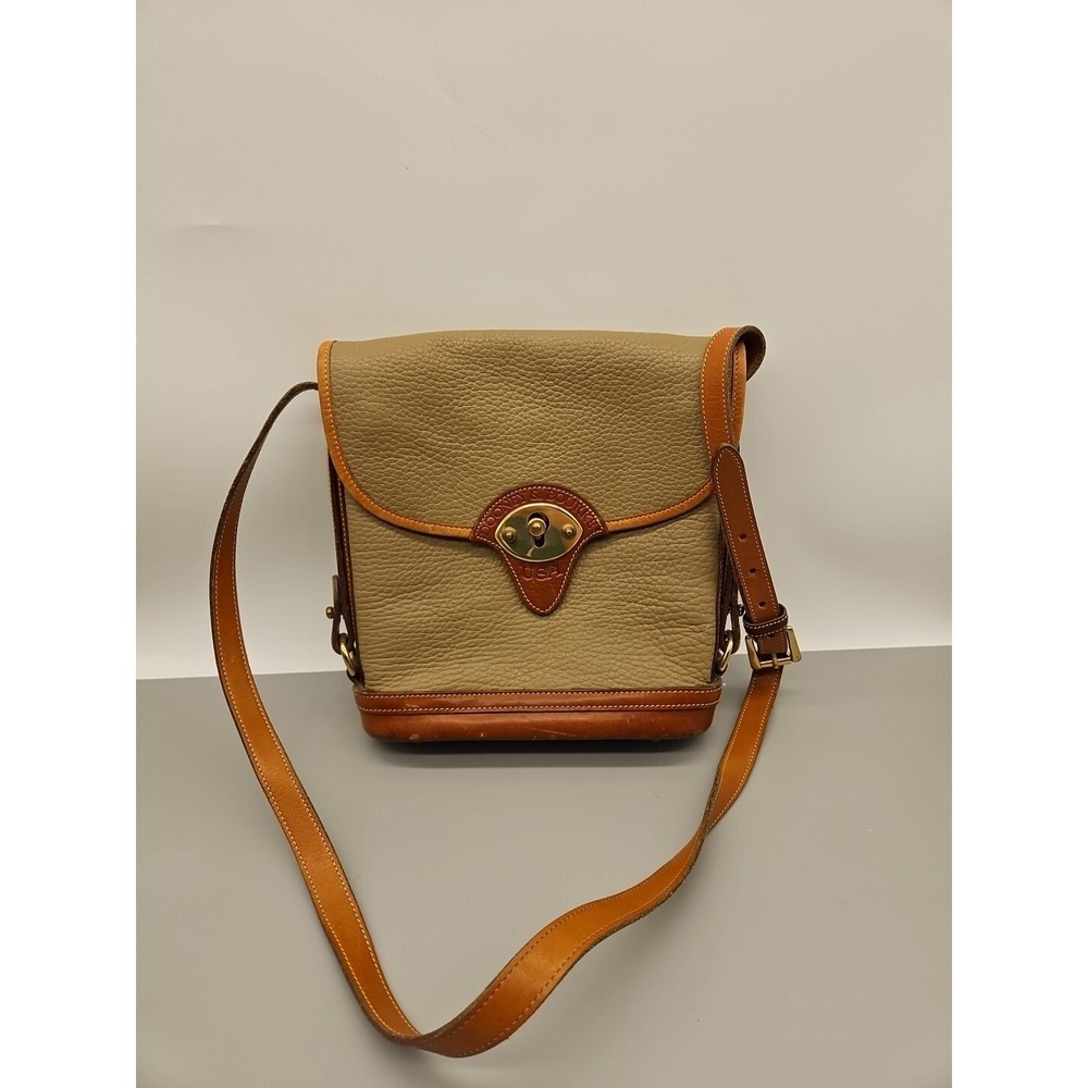 Dooney‎ & Bourke AWL Taupe Brown Leather Crossbody Bag Vintage